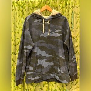 Blue Camo Hoodie w/ Fuzzy Interior